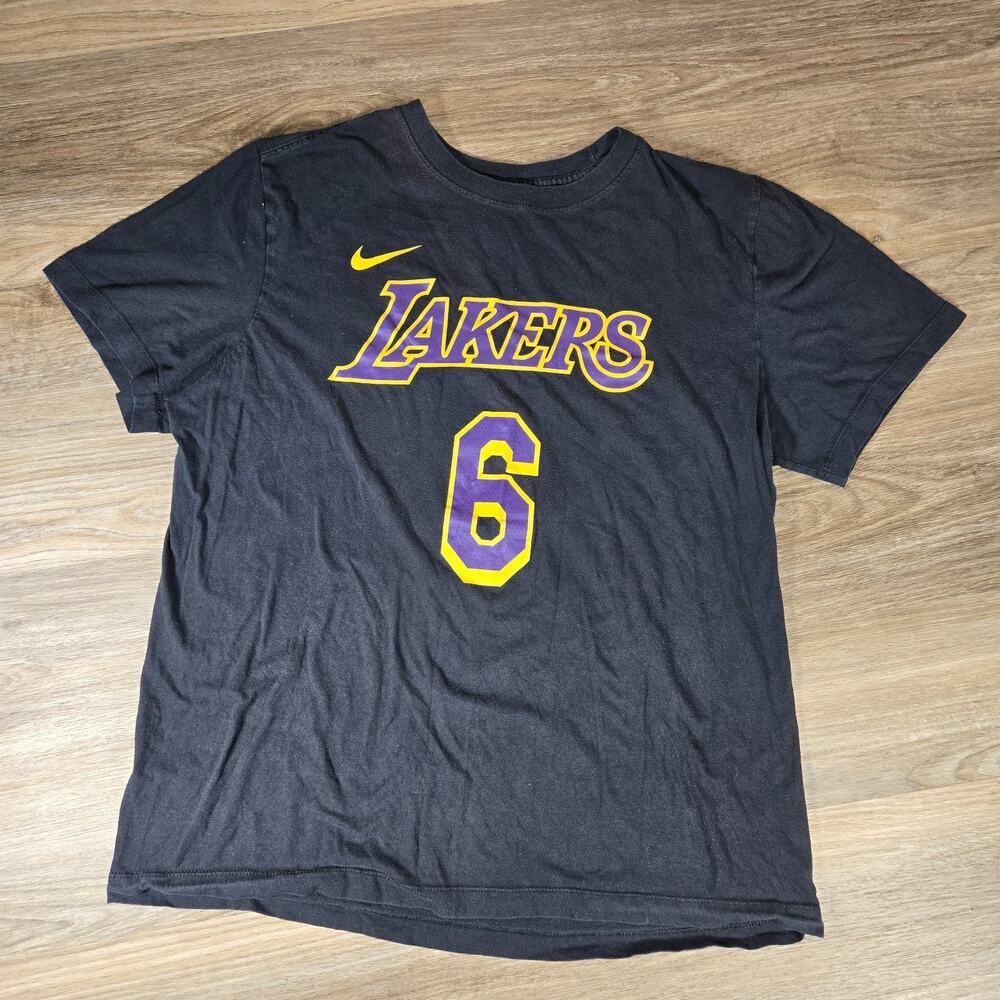 Nike Los Angeles Lakers LeBron James 6 T Shirt Mens L Black NBA Basketball Miami